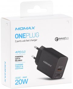 Зарядний пристрій Momax UM13 One Plug PD 20W QC3.0 Black (UM13EUD)