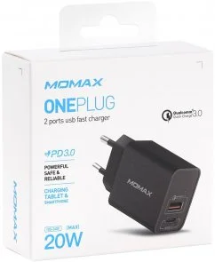 Фото: Зарядний пристрій Momax UM13 One Plug PD 20W QC3.0 Black (UM13EUD) № 7 | KTC