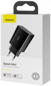 Фото: Зарядний пристрій Baseus Speed Mini Quick Charger 20W EU Black (CCFS-SN01) № 4 | KTC