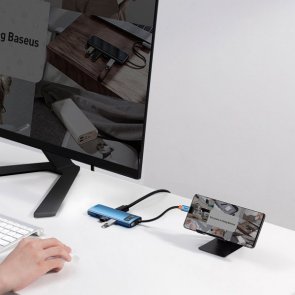 USB-хаб Baseus Metal Gleam Series 6in1 Blue (WKWG000003)