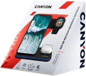 Фото: Бездротова зарядна станція Canyon WS-303 3in1 Black (CNS-WCS303B) № 9 | KTC