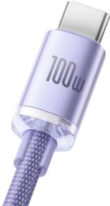 Кабель Baseus Crystal Shine Series 100W 5A AM / Type-C 2m Purple (CAJY000505)