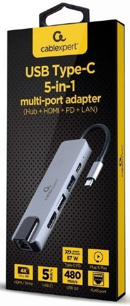 USB-хаб Cablexpert 5in1 Grey (A-CM-COMBO5-04)