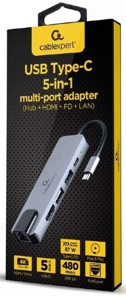 Фото: USB-хаб Cablexpert 5in1 Grey (A-CM-COMBO5-04) № 2 | KTC
