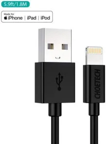 Фото: Кабель Choetech IP0027 2.1A AM / Lightning MFI 1.8m Black (IP0027-BK) № 2 | KTC