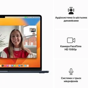 Фото: Вживаний Ноутбук Apple MacBook Air 15.3 2022 M2 8/256GB Midnight (MQKW3 A+) чудовий стан № 6 | KTC