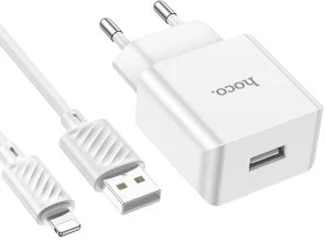 Фото: Зарядний пристрій Hoco C106A Leisure White with AM/Lightning (6931474783899) № 2 | KTC