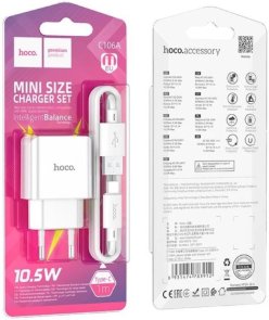 Зарядний пристрій Hoco C106A Leisure White with AM/Type-C (6931474783912)