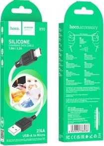 Фото: Кабель Hoco X90 Cool silicone 2.4A AM / Micro USB 1m White (6931474788436) № 3 | KTC