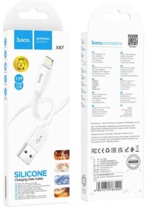 Кабель Hoco X87 Magic silicone 2.4A AM / Lightning 1m White (6931474783202)