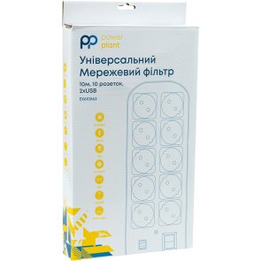 Мережевий фільтр PowerPlant 10/10m USB White (EX610563)