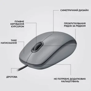 Фото: Миша Logitech M110 Silent Mid Gray Akoya Hangtab Box (910-006760) № 5 | KTC