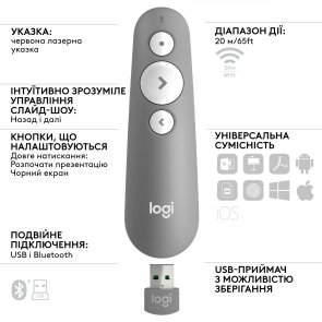 Презентер Logitech R500s Mid Grey (910-006520)