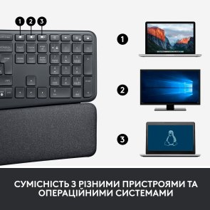 Клавіатура Logitech Ergo K860 Wireless Us/Ukr Graphite OEM (920-010352)