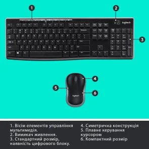 Фото: Комплект клавіатура+миша Logitech MK270 Us/Ukr Black (920-004508) № 7 | KTC