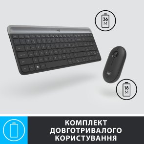 Комплект клавіатура+миша Logitech MK470 Slim Combo Graphite (920-009204)