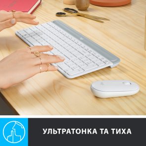 Комплект клавіатура+миша Logitech MK470 Slim Combo Off-White (920-009205)