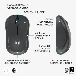 Фото: Миша Logitech M240 Silent for Business Graphite (910-007182) № 6 | KTC
