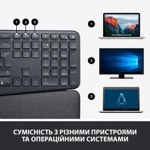 Фото: Клавіатура Logitech Ergo K860 Wireless Us/Ukr Graphite (920-010108) № 5 | KTC