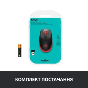 Фото: Миша Logitech M190 Full Size Wireless Red (L910-005908) № 10 | KTC