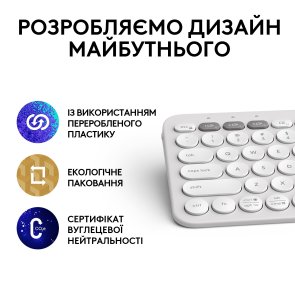 Клавіатура компактна Logitech Pebble Keys 2 K380s US International Tonal White (920-011852)