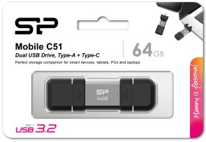 Флешка USB Silicon Power Mobile C51 64GB Silver (SP064GBUC3C51V1S)