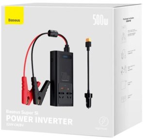 Інвертор автомобільний Baseus Super Si Inverter 500W (220V CN/EU) Black (CGNB000101)