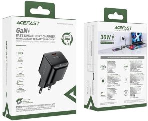 Зарядний пристрій Acefast A77 Mini 30W GaN Black (6974316282662)