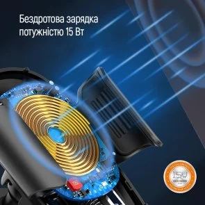 Фото: Кріплення для мобільного телефону ColorWay Air Vent Car Wireless Charger 15W Black (CW-CHAW038Q-BK) № 9 | KTC