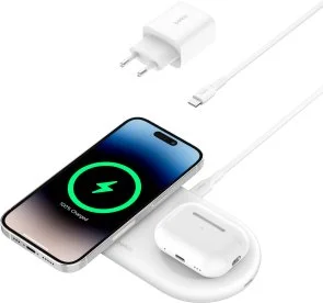 Фото: Бездротовий зарядний пристрій Belkin BoostCharge Pro 2in1 Qi2 15W White (WIZ021VFWH) № 5 | KTC