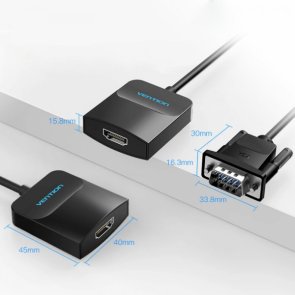 Перехідник Vention HDMI F / VGA M 0.15m (ACNBB)