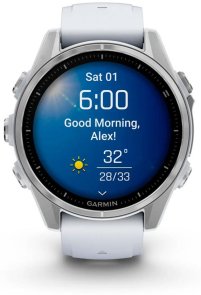 Смарт годинник Garmin fenix 8 - 43 mm AMOLED Silver with Whitestone Silicone Band (010-02903-00)