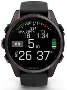 Фото: Смарт годинник Garmin fenix 8 - 43 mm AMOLED Sapphire Carbon Gray DLC Titanium with Black/Pebble Gray Silicone Band (010-02903-21) № 3 | KTC