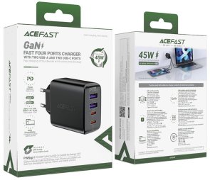 Зарядний пристрій Acefast A61 QC3.0 PD GaN 45W Black (6974316282754)