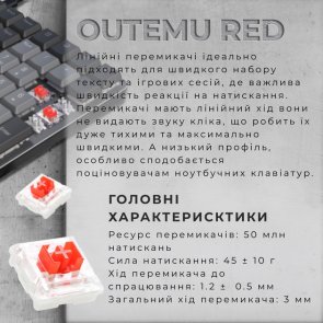 Клавіатура GamePro MK145R Red Switch Low Profile USB Dark Gray