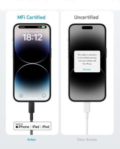 322 Type-C/Lightning 1.8m Black