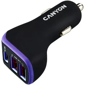 Фото: Автомобільний зарядний пристрій Canyon C-08 Black/Purple (CNE-CCA08PU) № 2 | KTC