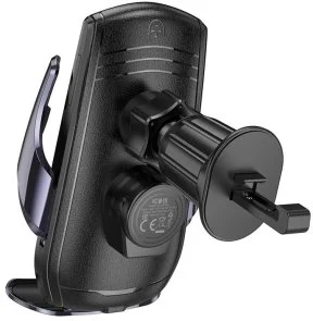 Фото: Кріплення для мобільного телефону Hoco CA202 Plus Enlightener Infrared Induction Wireless Charging Car Holder air outlet Black Metal Gray (6942007623469) № 4 | KTC