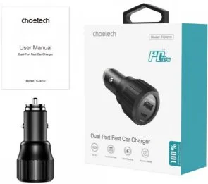 Фото: Автомобільний зарядний пристрій Choetech TC0010 Black (TC0010-BK) № 4 | KTC