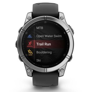 Смарт годинник Garmin Fenix E - 47 mm AMOLED Stainless Steel with Black Silicone Band (010-03025-00)
