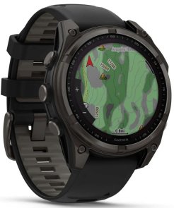 Смарт годинник Garmin Fenix 8 - 47 mm Solar Sapphire Carbon Gray DLC Titanium with Black/Pebble Gray Silicone Band (010-02906-11)