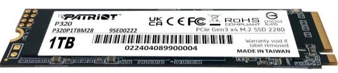 Фото: SSD-накопичувач Patriot P320 2280 PCIe 3.0 x4 NVMe 1TB (P320P1TBM28) № 2 | KTC
