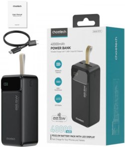 Батарея універсальна Choetech B731 40000mAh 22.5W Black (B731-ACBK)