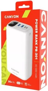 Фото: Батарея універсальна Canyon PB-301 30000mAh 22.5W White (CNE-CPB301W) № 4 | KTC