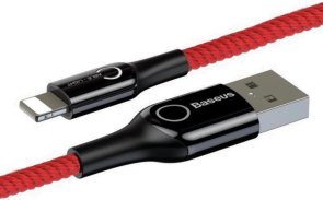 Кабель Baseus C-shaped Light Intelligent Power-off AM / Lightning 1m Red (CALCD-09)