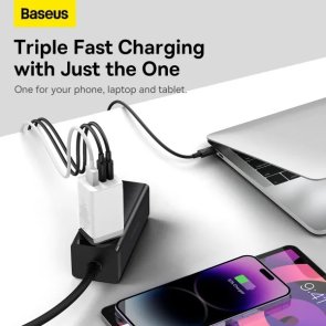 Зарядний пристрій Baseus GaN5 Pro PD QC 65W 3.25A White with Type-C/Type-C (CCGP120202)