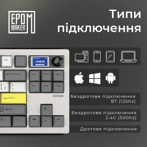 Клавіатура Epomaker Shadow-S TKL Mulan Switch Hot-Swap LCD Screen RGB White (SHS-W-M)