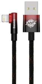 Фото: Кабель Baseus MVP 2 Elbow-shaped 2.4A AM / Lightning 1m Black/Red (CAVP000020) № 2 | KTC