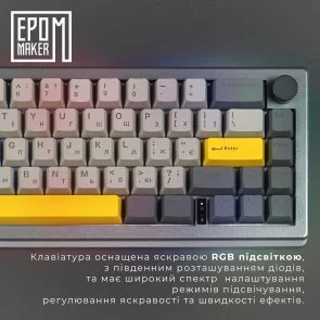 Клавіатура Epomaker EK68 Flamingo Switch Hot-Swap RGB WL/BT/USB Black (EK68-B-F)
