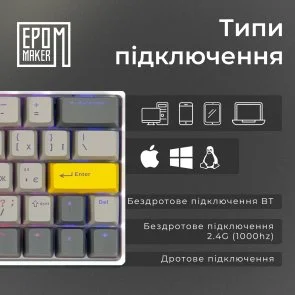 Фото: Клавіатура Epomaker EP64 Mulan Switch Hot-Swap RGB White (EP64-W-M) № 13 | KTC